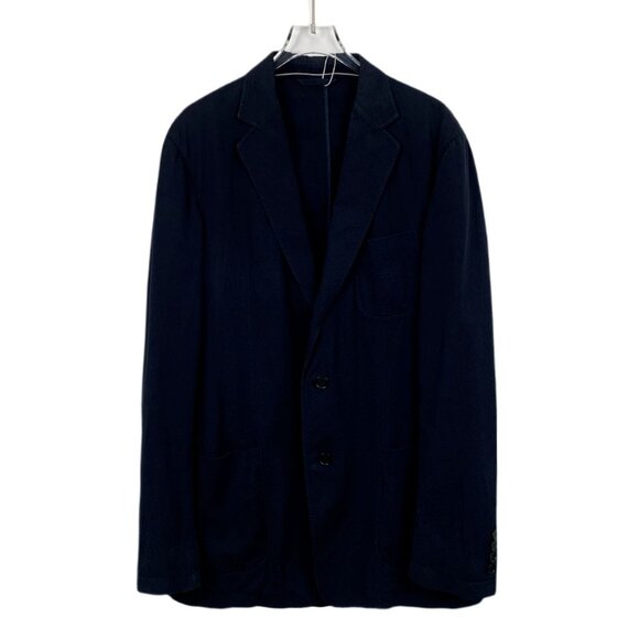 Ermenegildo Zegna Mens Dark Blue Cotton Blend Suit Jacket Size 50L Two-Button La - Picture 1 of 8